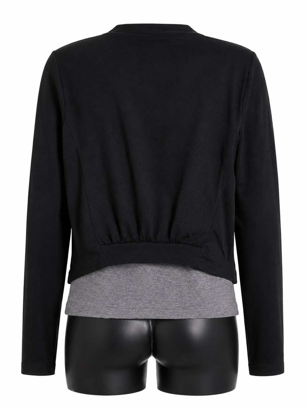 Black Draped Open-Front Women's Jacket - Picture 6 of 7